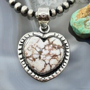 Sterling Southwestern Style Wild Horse Decorated Heart Pendant For Women #2